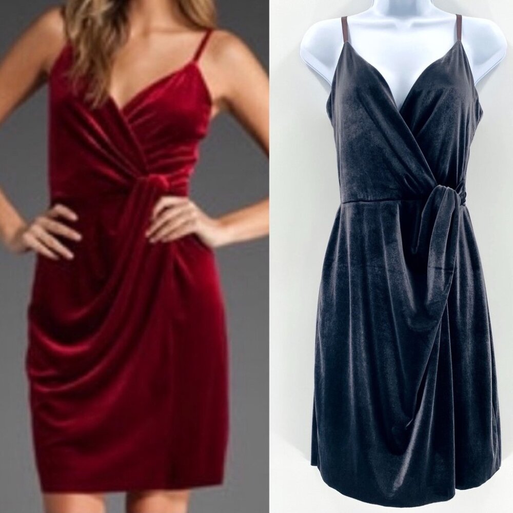 Bailey 44 Gray Velvet Knot Mini Dress